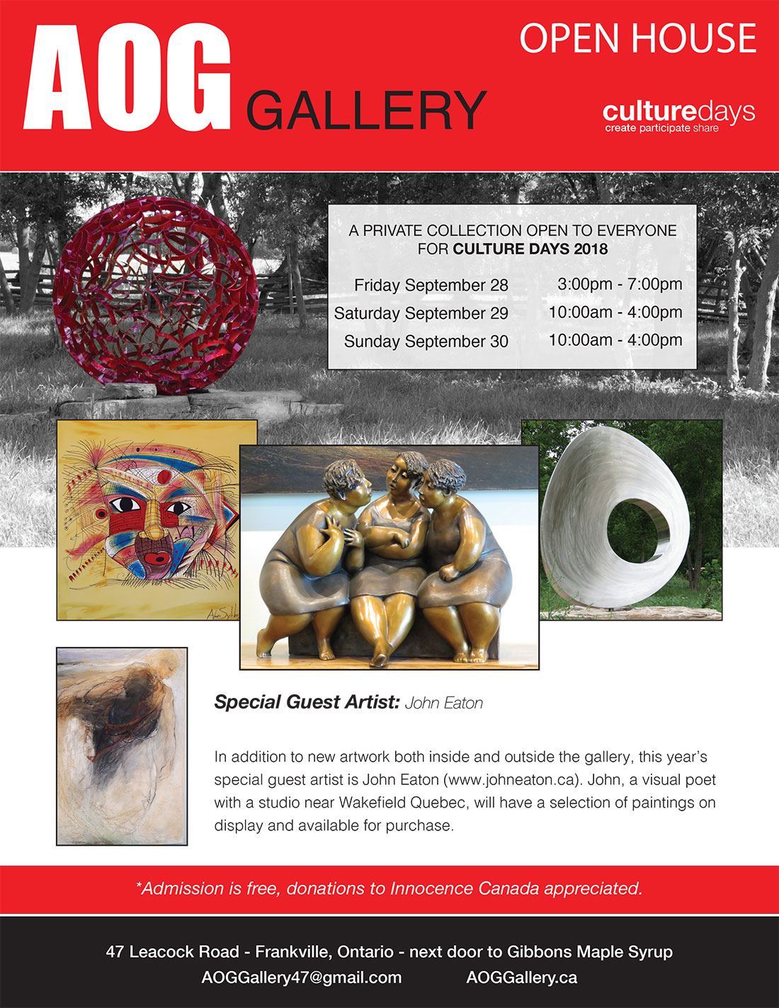 2018 Culture Days Flyer Image - AOG Gallery